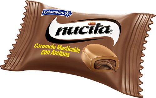 Colombina nucita caramelo con leche, relleno a chocalate