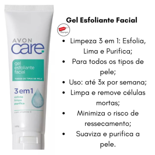 GEL EXFOLIANTE FACIAL AVON CARE 3 EN 1- 100g