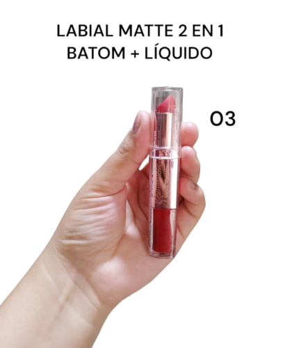 LABIAL MATTE 2 EN 1 D'HERMOSA LABIAL EN BATOM LABIAL LÍQUIDO  #03