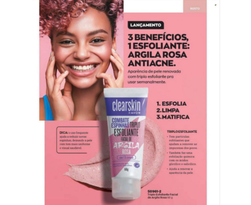 EXFOLIANTE FACIAL CLEARSKIN ARGILA ROSA TRIPLE EXFOLIANTE - 60G