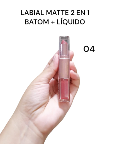 LABIAL MATTE 2 EN 1 D'HERMOSA LABIAL EN BATOM LABIAL LÍQUIDO  #04
