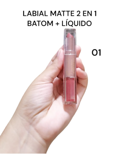 LABIAL MATTE 2 EN 1 D'HERMOSA LABIAL EN BATOM LABIAL LÍQUIDO  #01