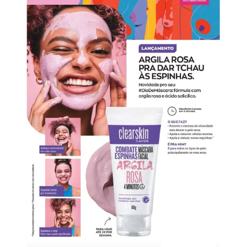 MASCARA FACIAL CLEARSKIN - ARCILLA ROSA - 50G