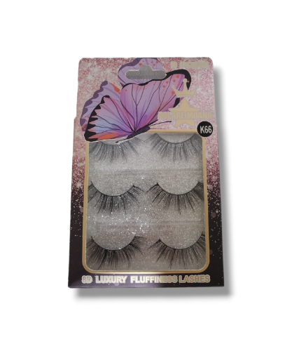 CAJITA DE PESTAÑAS POSTIZAS 8D - K 66 - 3  PARES