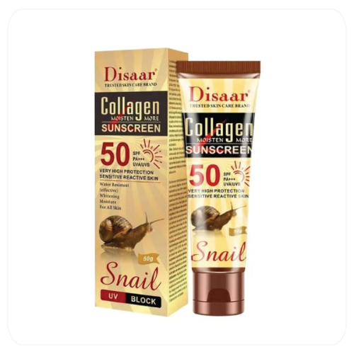 PROTECTOR SOLAR FACIAL CON COLOR DISAAR SUNSCREEN FPS50 UVA/UVB SNAIL COLLAGEN - CARACOL  - 50G