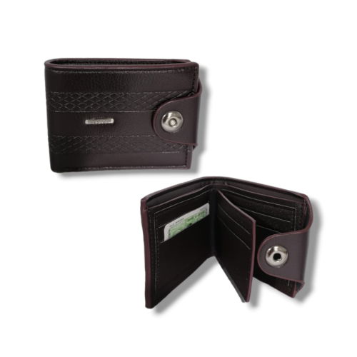 BILLETERA MASCULINO CON BOTON MARRON OSCURO