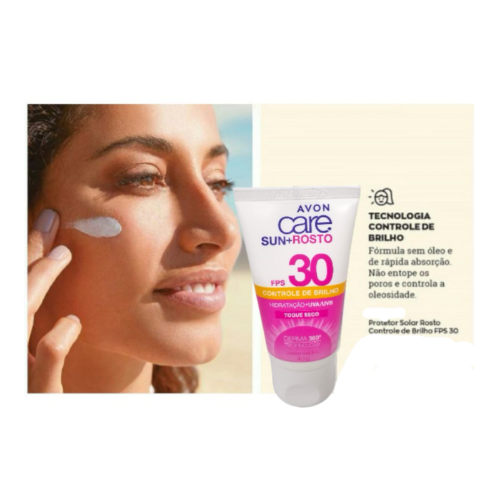 PROTECTOR SOLAR FACIAL AVON CARE FPS 30 SUN  ROSTRO CONTROL DE BRILLO Y TOQUE SECO - 40g