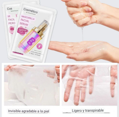 MASCARILLA FACIAL REFRESCANTE SIN ACEITE   PROMOVE LA GENERACIÓN DE COLÁGENO SERUM FACIAL MASK - 25ML