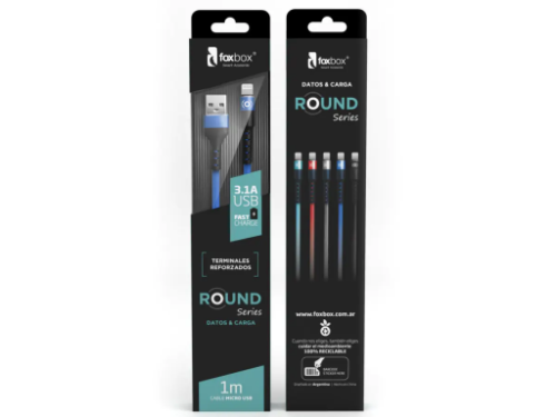 CABLE DE DATOS ROUND MICRO USB 1 M FOXBOX