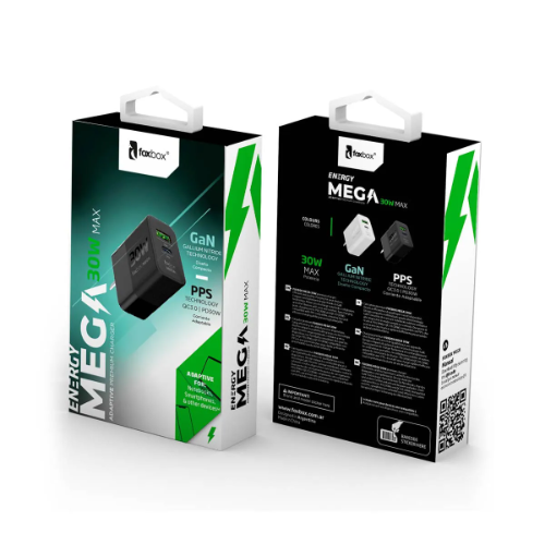 CARGADOR DE PARED GAN FOXBOX MEGA 30W
