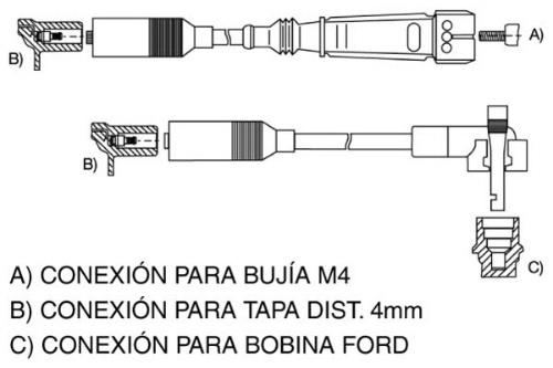 15060 CABLE BUJIA VW POINTER 95/97 CABLE BOBINA L60CM