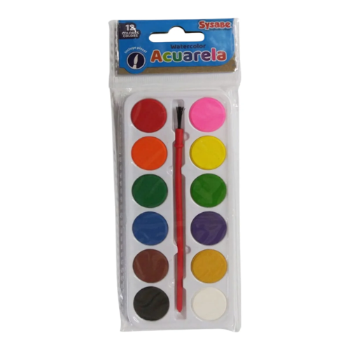 ACUARELA 12/1 COLORES VIVOS C/PINCEL SYSABE