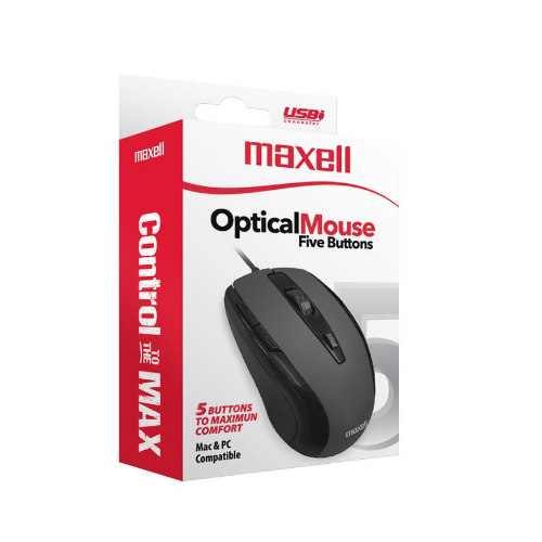 MOUSE OPTICO MAXELL 5 BOTONES NEGRO MOWR-105