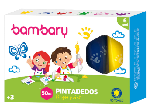PINTA DEDOS 6/1 COL.PRIMARIOS TUBOS,BAMB.