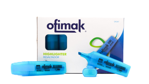 RESALTADOR AZUL PLANO OFIMAK (CAJA)
