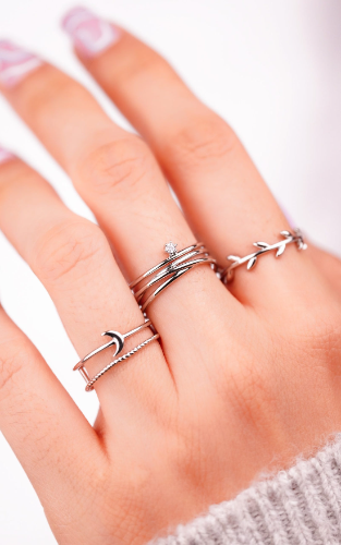 Set X 3 Anillos Selena Plateados Ref: J249