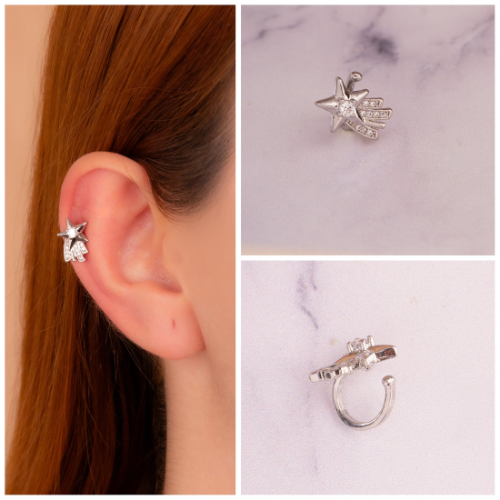 Ear Cuff Fugaz Plateado Ref:E605