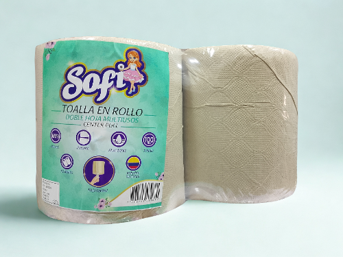 TOALLA MANOS ROLLO CPULL SOFI NAT 100 M C/PRECORTE PAQ*2 UND