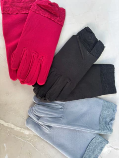 263L Guantes  lycra y ENCAJE en puño  NEGRO O ROJO