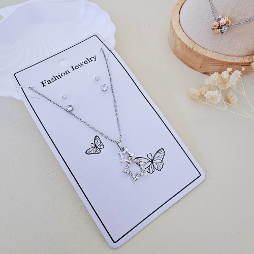 PM25 Set Collar  Aros  Dije Estrella Doble
