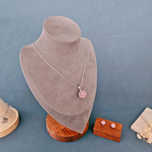 PM32Set De Aros y Collar "Bola de Fuego Fucsia