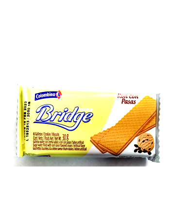 100001 - GALLETA BRIDGE RON CON PASAS X 30 GR