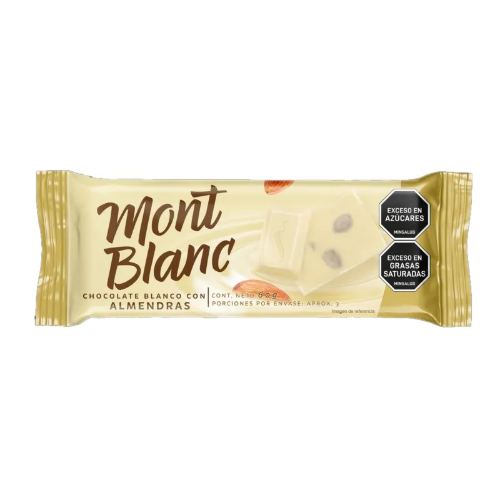 100005 - CHOCOLATINA MONTBLANC CHOCO BLANCO ALMENDRA X 60 GR