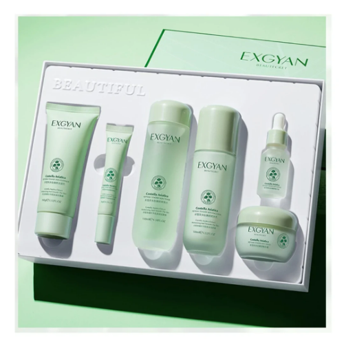 KIT CUIDADO FACIAL HIDRATANTE 6 PIEZAS CON EXTRACTO DE CENTELLA ASIATICA (JABON,TONICO,CONTORNO,EMULSION,SERUM,CREMA)