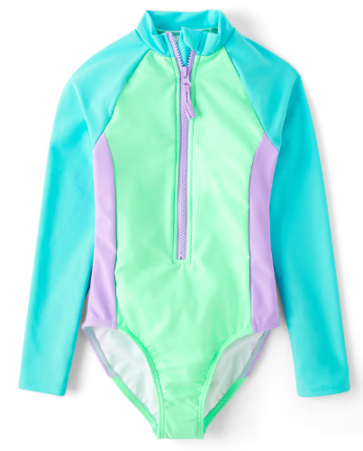 Children's Place - Traje de Bano - Rashguard one-piece - Azul/Verde