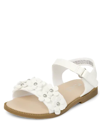 Children's Place - Sandalias - Jeweled Blanco Flora - Talla 7