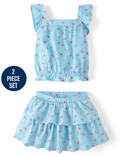 Children's Place - Conjunto - Floral Azul - 3T