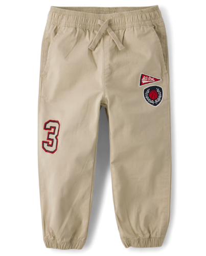Children's Place - Pantalones - Embroidered Varsity Tan- 5T