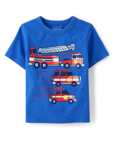 Children's Place - T Shirt - Azul Fire Truck - 12-18 M