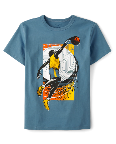 Children's Place - T Shirt - Basketball Harbor Mist - XS