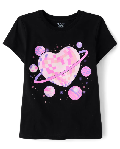 Children's Place - T Shirt - Space Disco Heart - XS