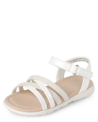 Children's Place - Sandalias - Glitter Blanco - Talla 5