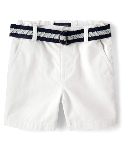 Children's Place - pantalones cortos con cinturón - blano - 2T