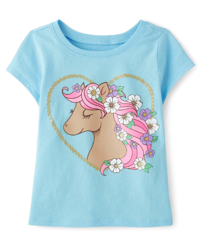 Children's Place - T Shirt - Unicorn Azul- 12-18 M