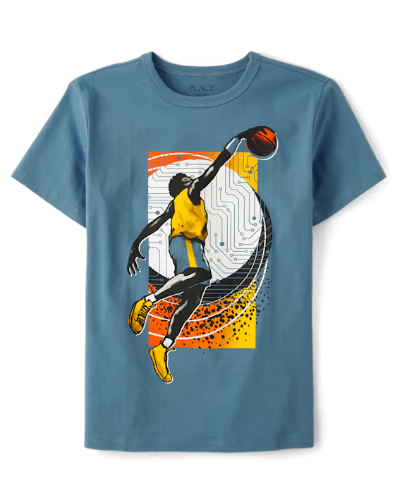 Children's Place - T Shirt - Gris Basketball - S (5/6)