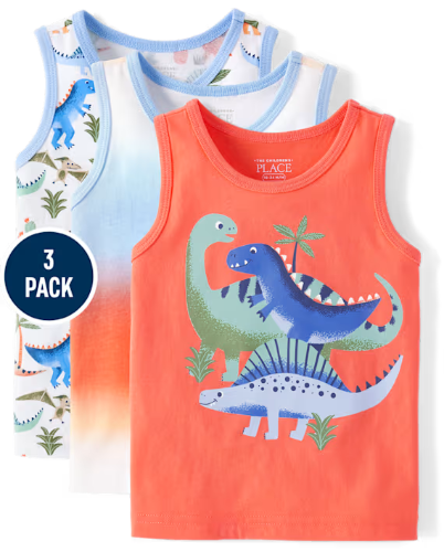 Children's Place - Camiseta 6 pck - Dino Naranja