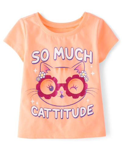 Children's Place - T Shirt - Cat Neon- 2T