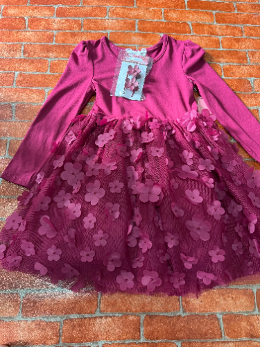 Vestido - Flora rojo- con ganchos  - 4/5t