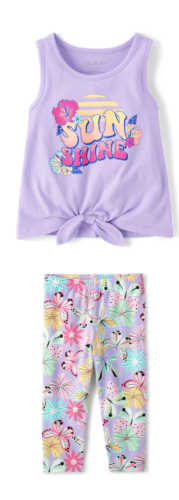 Children's Place - Conjunto de Nina - Morado Flora - M (7/8)