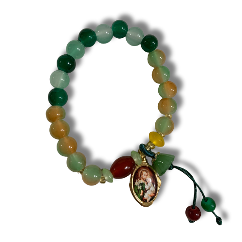 PULSPERA CRISTAL DE COLORES CON MEDALLA DE SAN JOSÉ