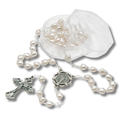 148350 ROSARIO PERLA CORAZÓN BLANCO PV