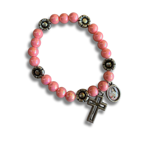 PULSERA PERLAS ROSA SANTA TERESITA PV 6085ST