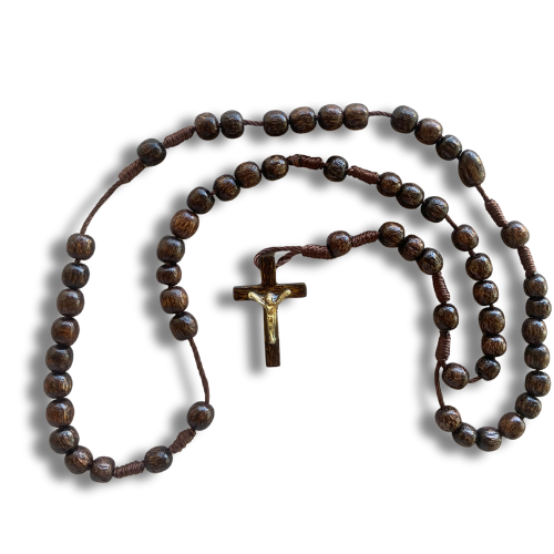 3701-1 ROSARIO COLLAR MAD OSCURO RUSTICO ART