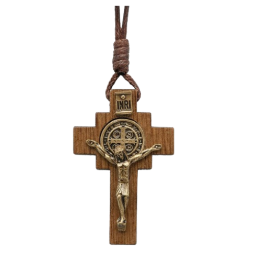 169326 COLLAR CRUZ 4 PUNTAS MAD OV 4CM