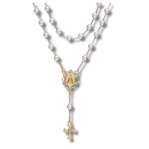 COLLAR PERLAS DORADO DOS VUELTAS SAGRADOS CORAZONES 172390