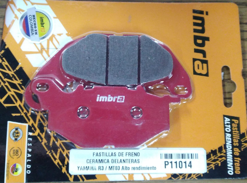 PASTILLAS IMBRA DE FRENO CERAMICA DELANTERAS YAMAHA R3/MT03 ALTO RENDIMIENTOFILA:24 COD:11014